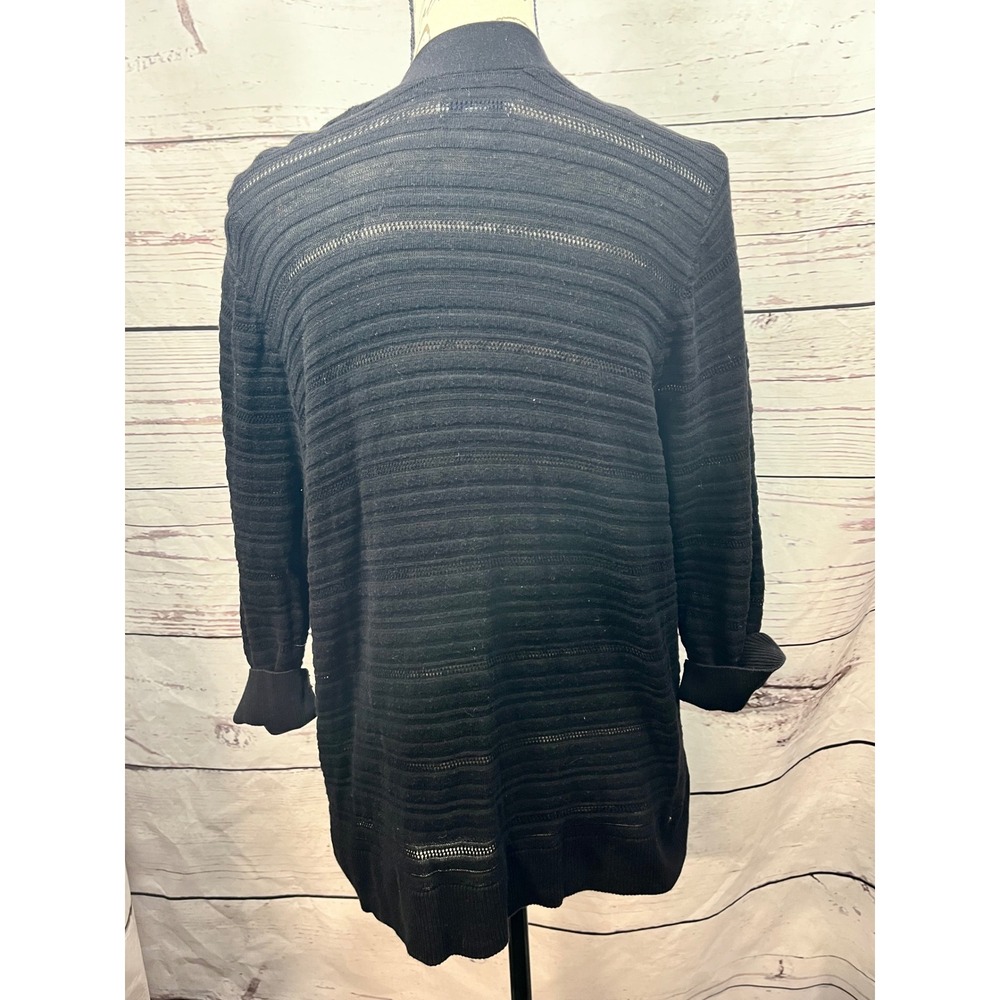 Croft & Barrow Womens Plus 1X Black Open Front Cardigan 3/4 Sleeve - Picture 4 of 4